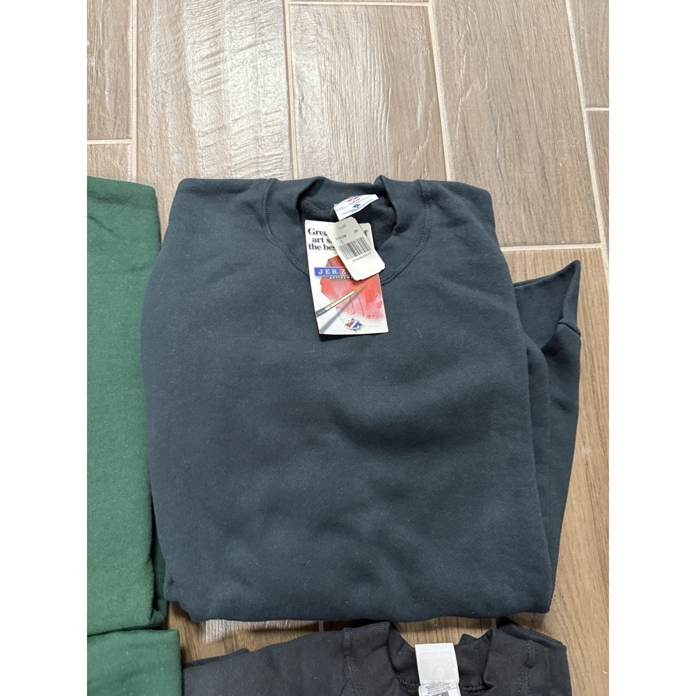 Lot Of 4 Vintage Blank Crewneck Sweater Jerzees/Fruit Of The Loom Green/Black L - Picture 3 of 5